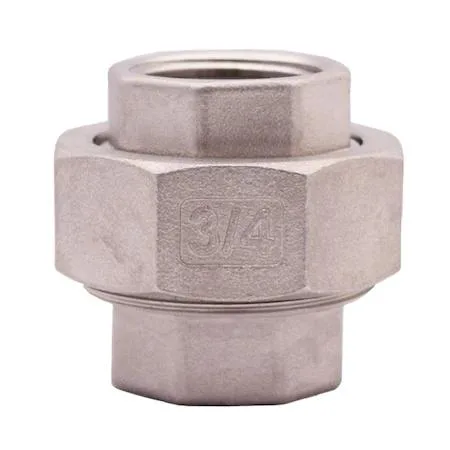 Stainless steel 1/2 inch pipe union fitting with threaded ends