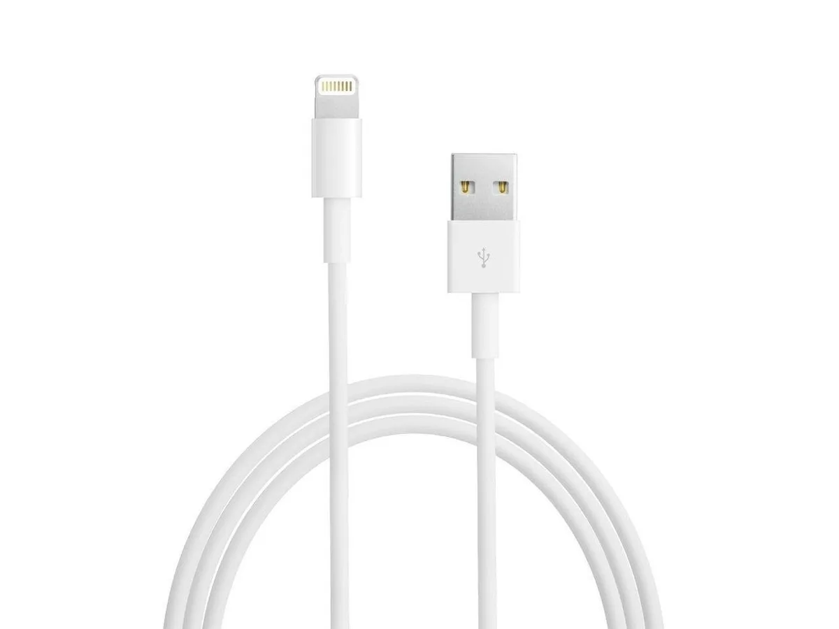 White USB-A to Lightning braided cable 3.3 ft with aluminum ends