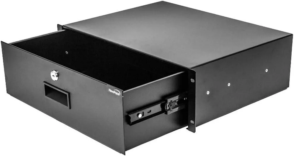 TAURKENAM TAURKENAM 19-Inch 3U Rack Mount Drawer 14in Deep Black with Lock — product photo