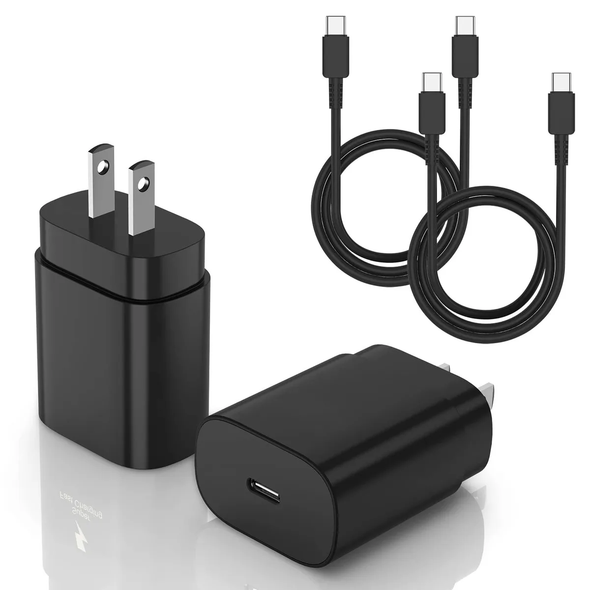 KEHIPI KEHIPI CA-57T 25W USB-C charger 6ft cable black 2pack — product photo