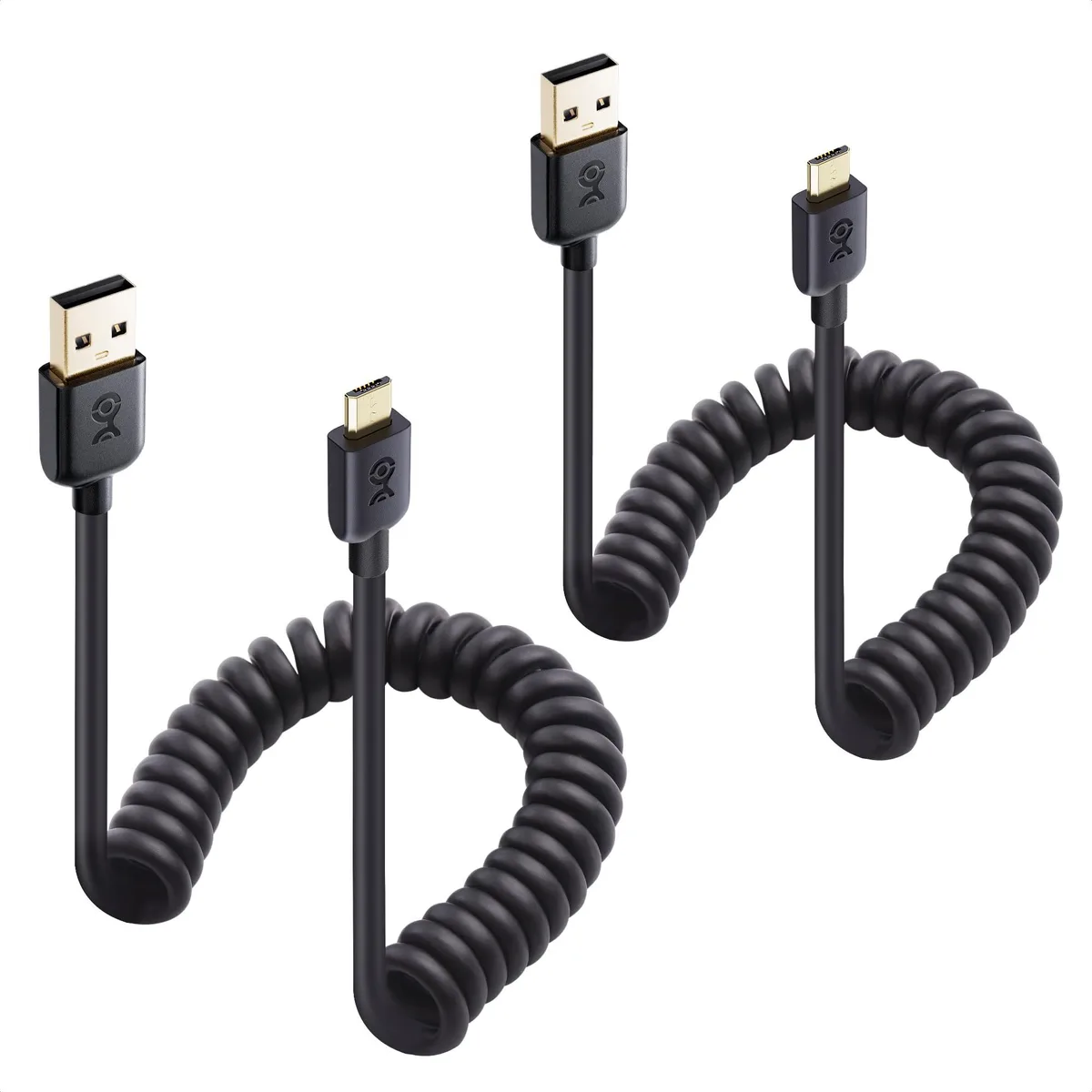  AT&amp;T Coiled Micro USB Cable 2-Pack 2-4 ft Black 200018-6x2 — product photo