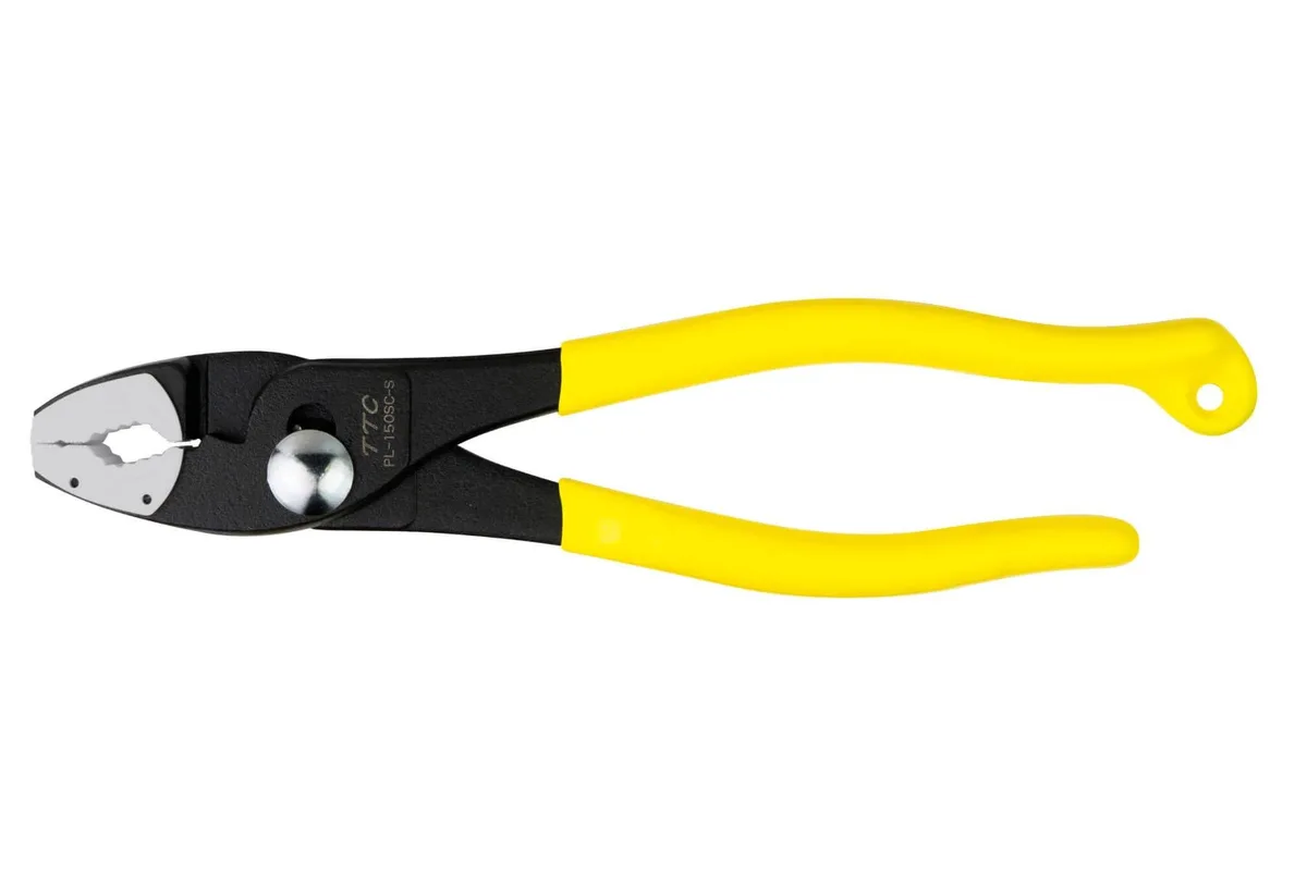 Blue 6-inch slip-joint pliers with replaceable soft resin jaw pads, PVC handles and built-in spring