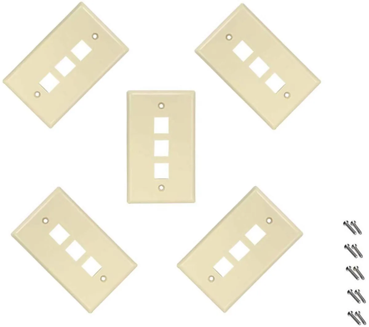 iMBAPrice iMBAPrice 3 Port Flush Mount Keystone Wall Plate Ivory 5 Pack — product photo