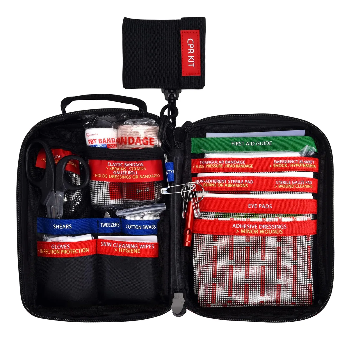  Homestockplus Basic Emergency Kit First Aid 111 pieces Red 3.2 x 5.9 x 8 inch 0.93 lb — product photo
