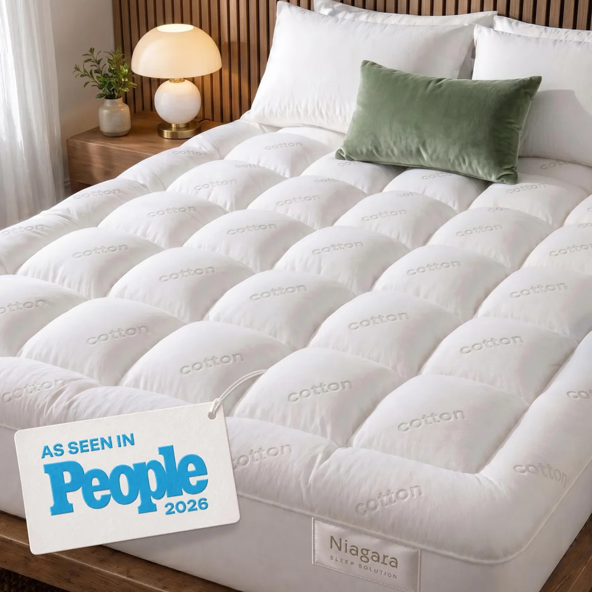White king-size cotton mattress topper 15 inches thick 78x80 inches
