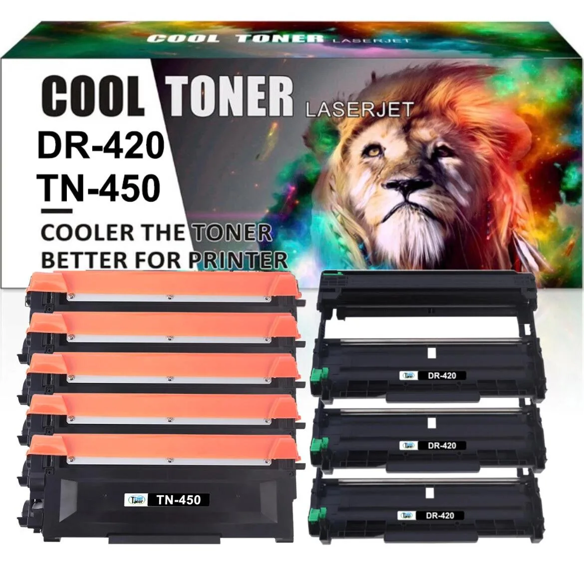 Cool Toner Cool Toner TN450 DR420 Toner Cartridge Drum Unit Set 8 Pack Black — product photo