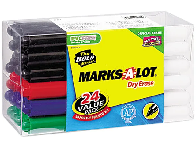 Marks-A-Lot Marks-A-Lot 29860 Dry Erase Markers Bullet Tip Assorted 24/Set — product photo