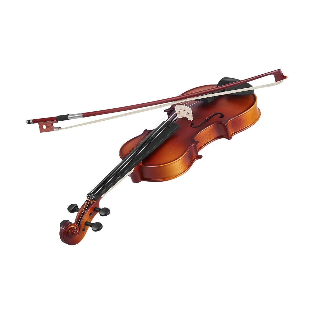 3/4 size violin in matte brown gloss varnish with case bow and accessories