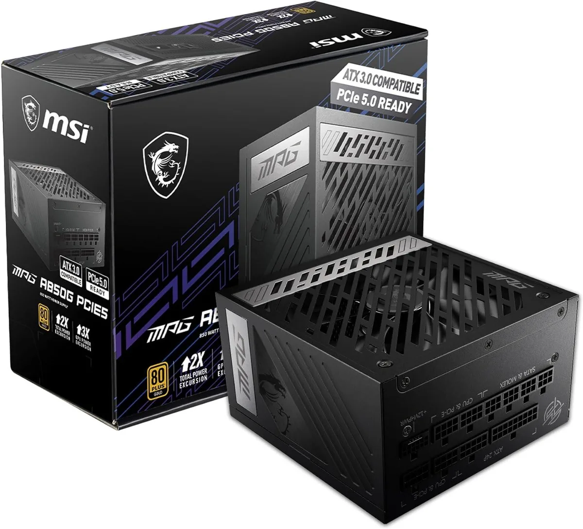 MSI MSI MPG A850G PCIE 5.0 850W power supply — product photo