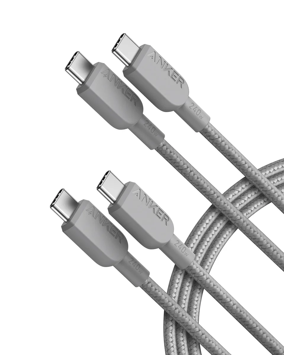  Anker A81C6 USB-C to USB-C Cable 240W 6ft 2-Pack Grey — product photo