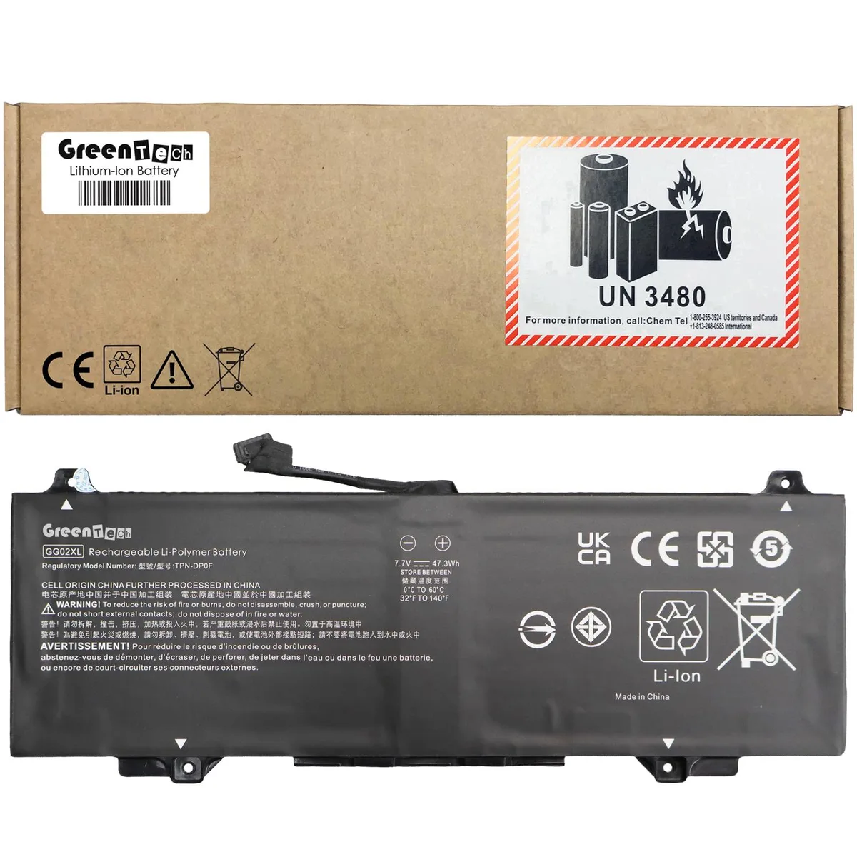 GreenTechLLC GreenTechLLC GG02XL 47.3Wh laptop battery for HP Fortis 14 G11 G10 11 G4 — product photo
