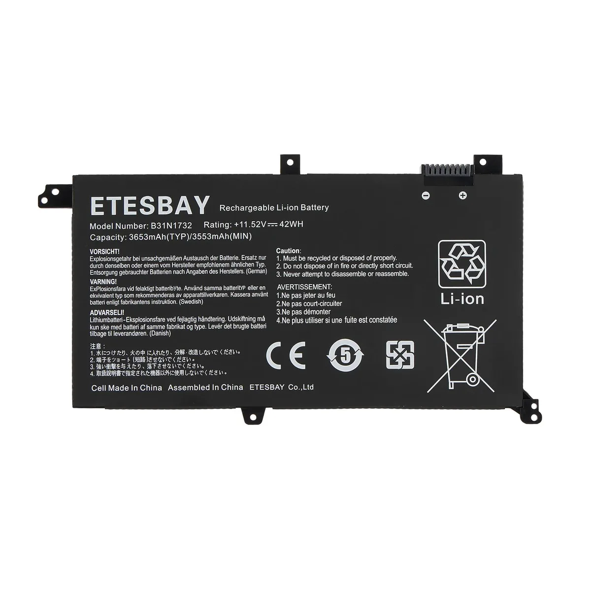 KingSener KingSener B31N1729 laptop battery 11.52V 42WH for ASUS VivoBook S15 S530 S530F — product photo