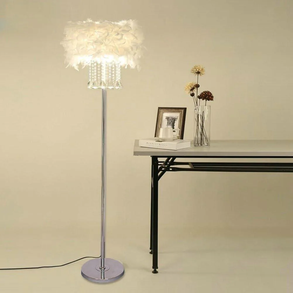 TUKO TUKO Crystal Feather Floor Lamp White 3 Lights — product photo
