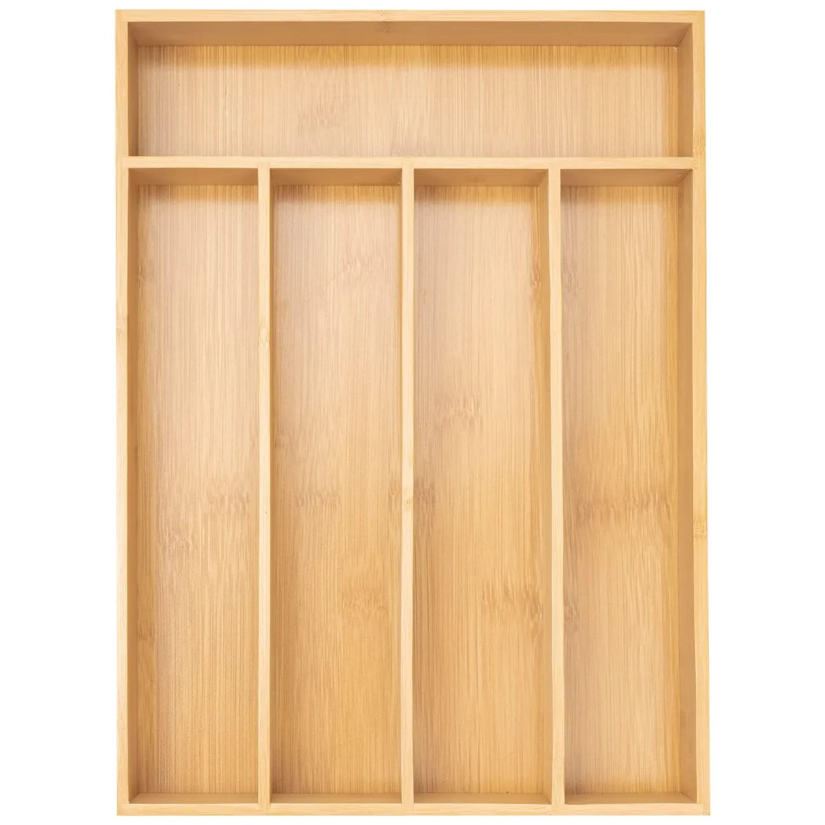  BESILORD Bamboo Silverware Organizer 5 Slots Natural — product photo