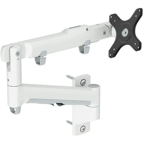 White articulated wall mount arm folded against wall