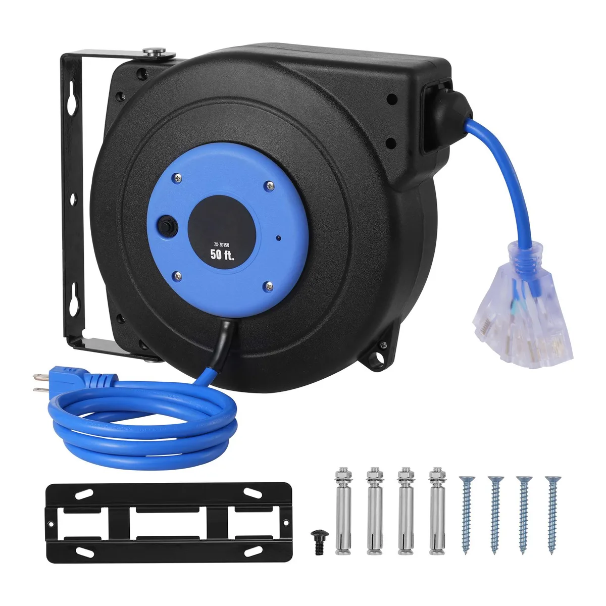 VEVOR VEVOR Retractable Extension Cord Reel 50 FT 14AWG 13A 180° Swivel Bracket — product photo