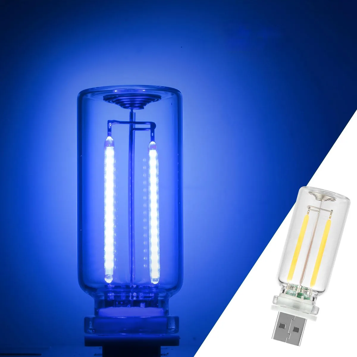 Car LED Interior Light USB Touch Dimmable Glass Bottle Blue — product photo