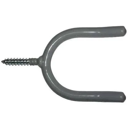 Gray vinyl-coated steel screw-in hook, single point, 15 lb capacity