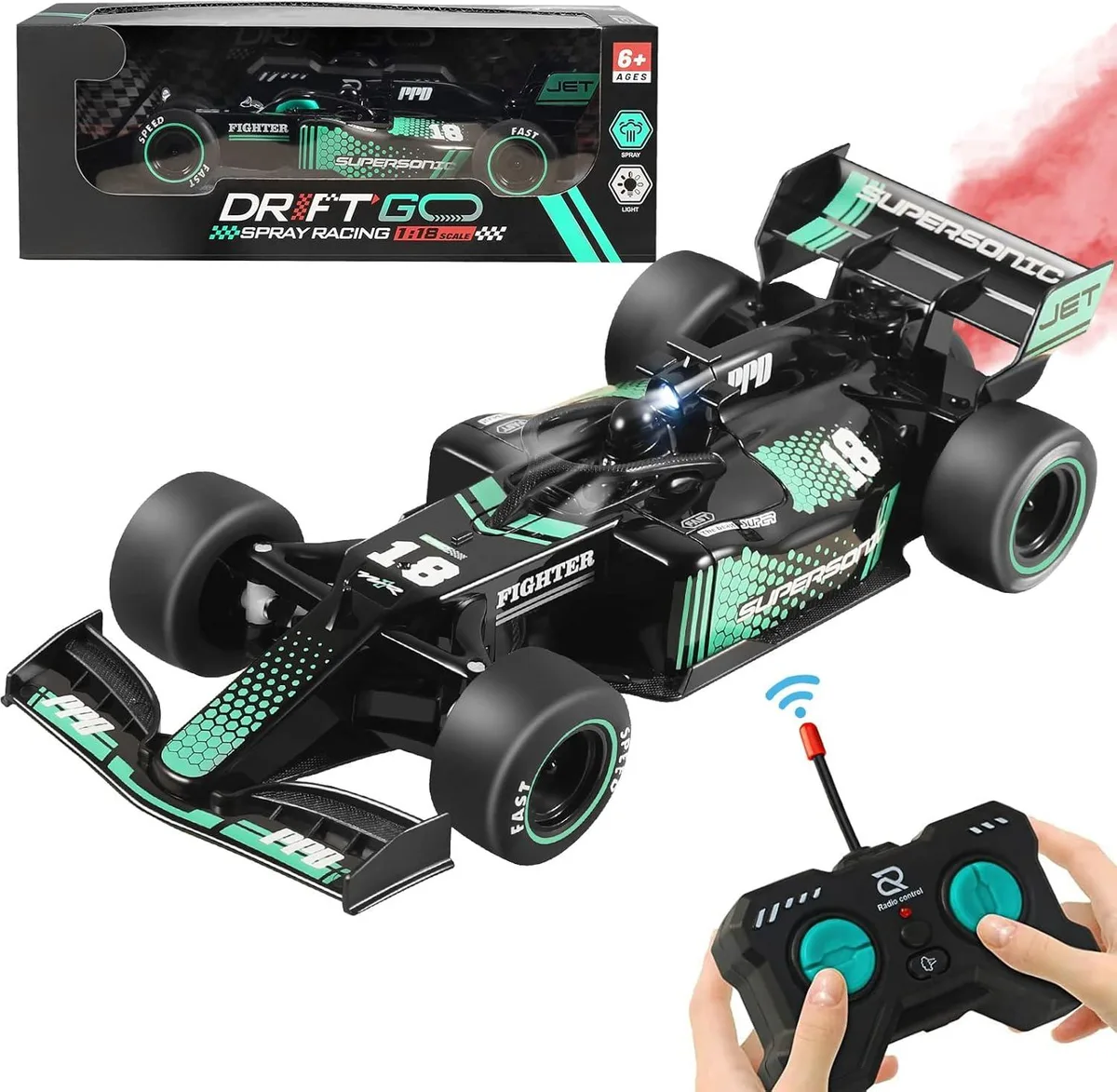 usbroway usbroway 1:18 F1 RC Car 6 mph Drift Spray Toy — product photo