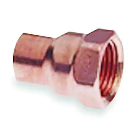 Copper adapter with smooth metallic finish and threaded connection