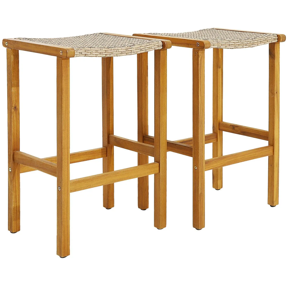 SlickBlue SlickBlue Patio Wood Bar Stools Set of 2 Light Brown — product photo