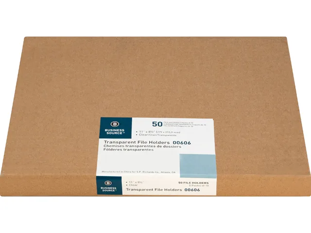 Business Source Business Source 00606BX Transparent Poly File Holders, Clear, 50/Box — product photo