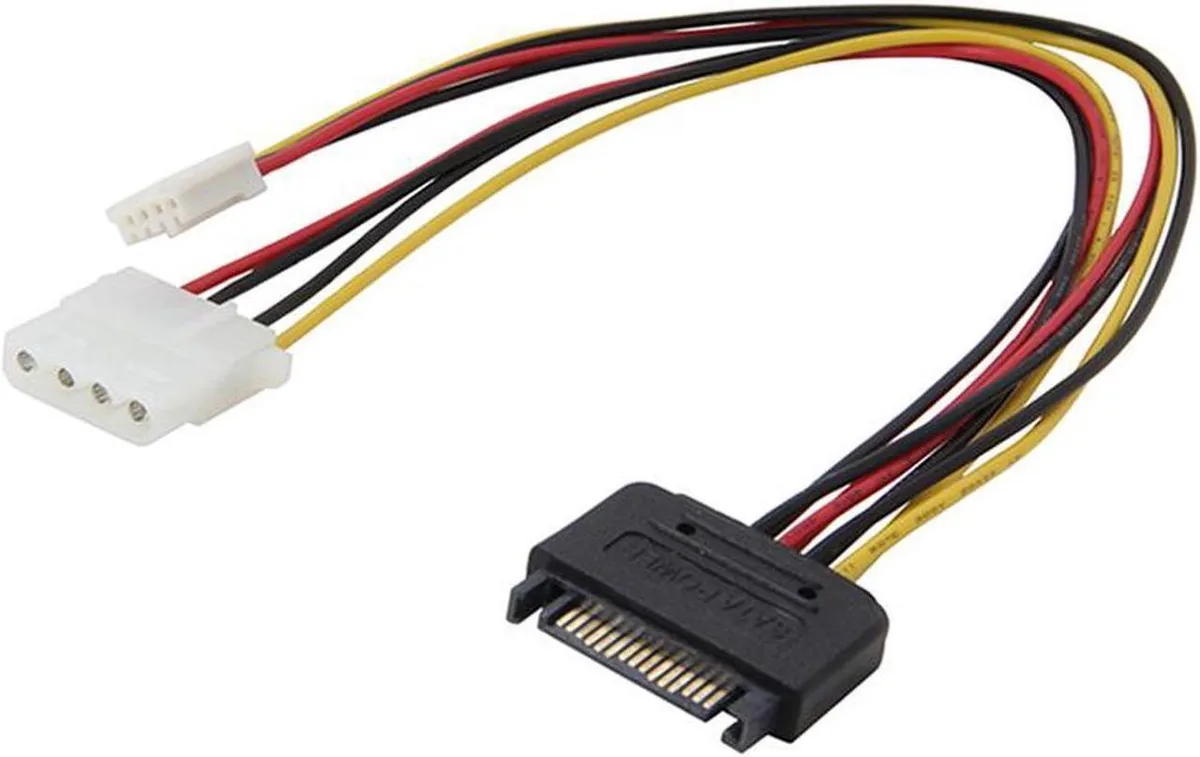 Aomoproing Aomoproing SATA to Molex LP4 &amp; SP4 Splitter Cable 8 Inches 2pack — product photo