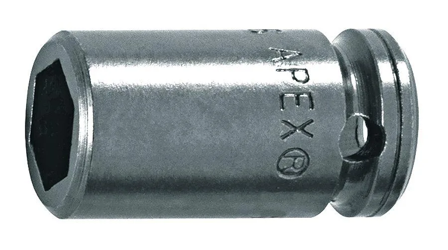 Apex MX-1108 1/4" drive 6-point magnetic steel hand socket, natural finish