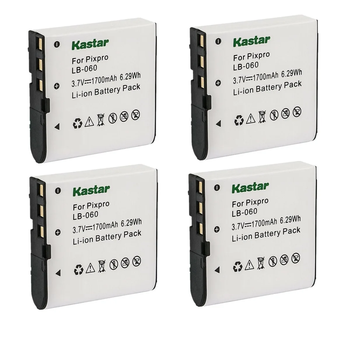 Kastar Kastar 4-Pack LB-060 1700mAh 3.7V Li-Ion Camera Battery — product photo