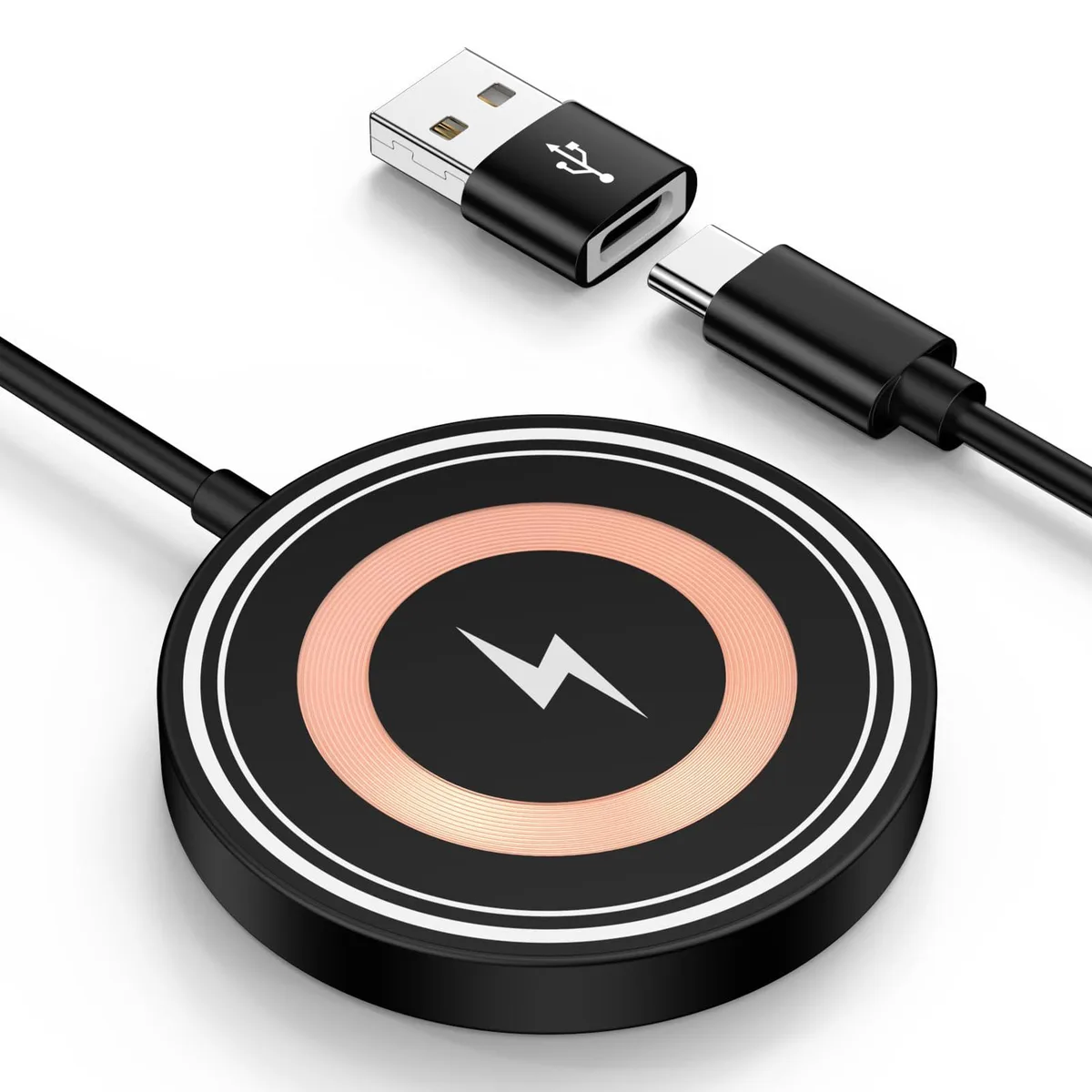 Eusbote CWD-V062 15W Magnetic Wireless Charger Black USB-C/A 3ft — product photo