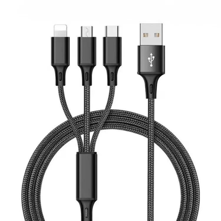 Corn Electronics Corn Electronics 3-in-1 USB Charger Cable 6.6 ft Black 3 Pack — product photo