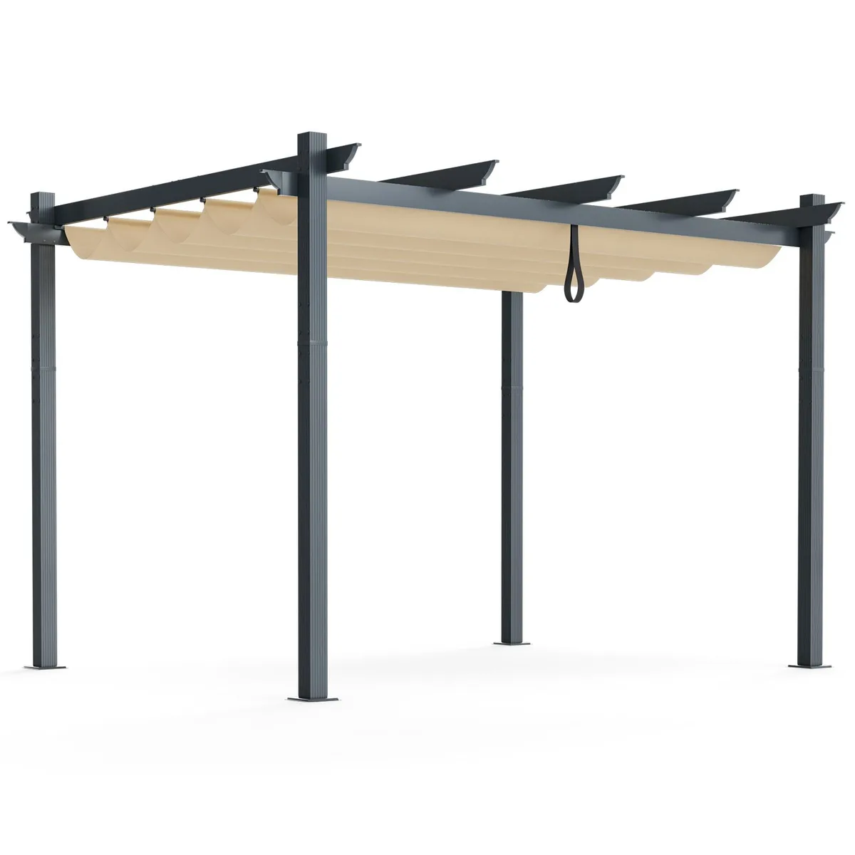 SlickBlue SlickBlue 10 x 12 ft Aluminum Retractable Pergola Canopy Shelter Gray Beige Coffee — product photo