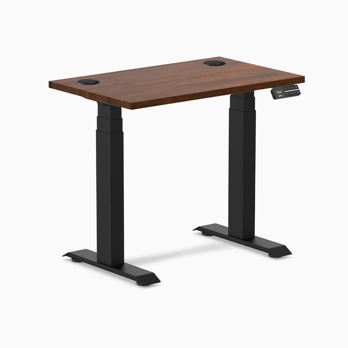 Desky Desky Dual Mini Rubberwood Sit Stand Desk Red Walnut 32 x 20 inches Matte Black — product photo