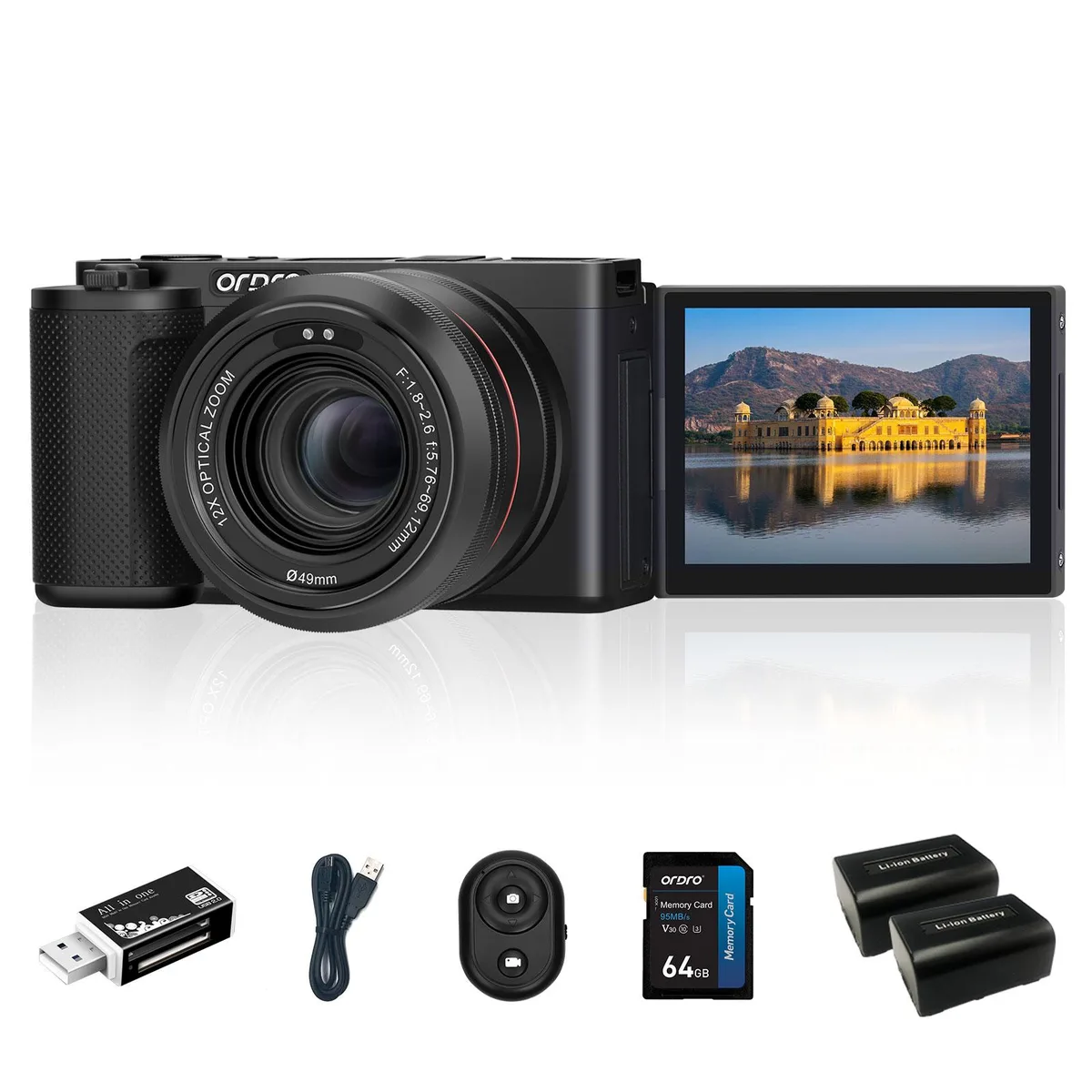 ORDRO ORDRO G730 5K 64MP 12X Optical Zoom Shoot Camera — product photo