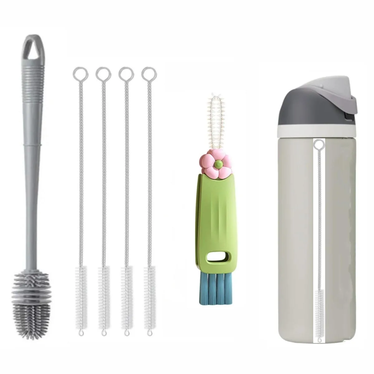  Owala FreeSip 24oz 32oz 40oz Straw Cleaner Brush 4 Pack Silicone Bottle Brush 3 in 1 Cup Lid Cleaning Kit — product photo