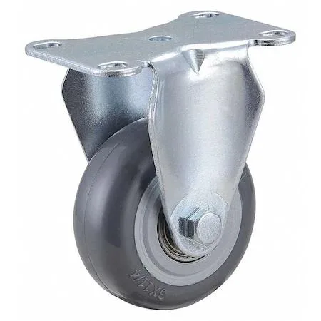 Zoro Select rigid plate caster with polyurethane wheel and metal mounting plate