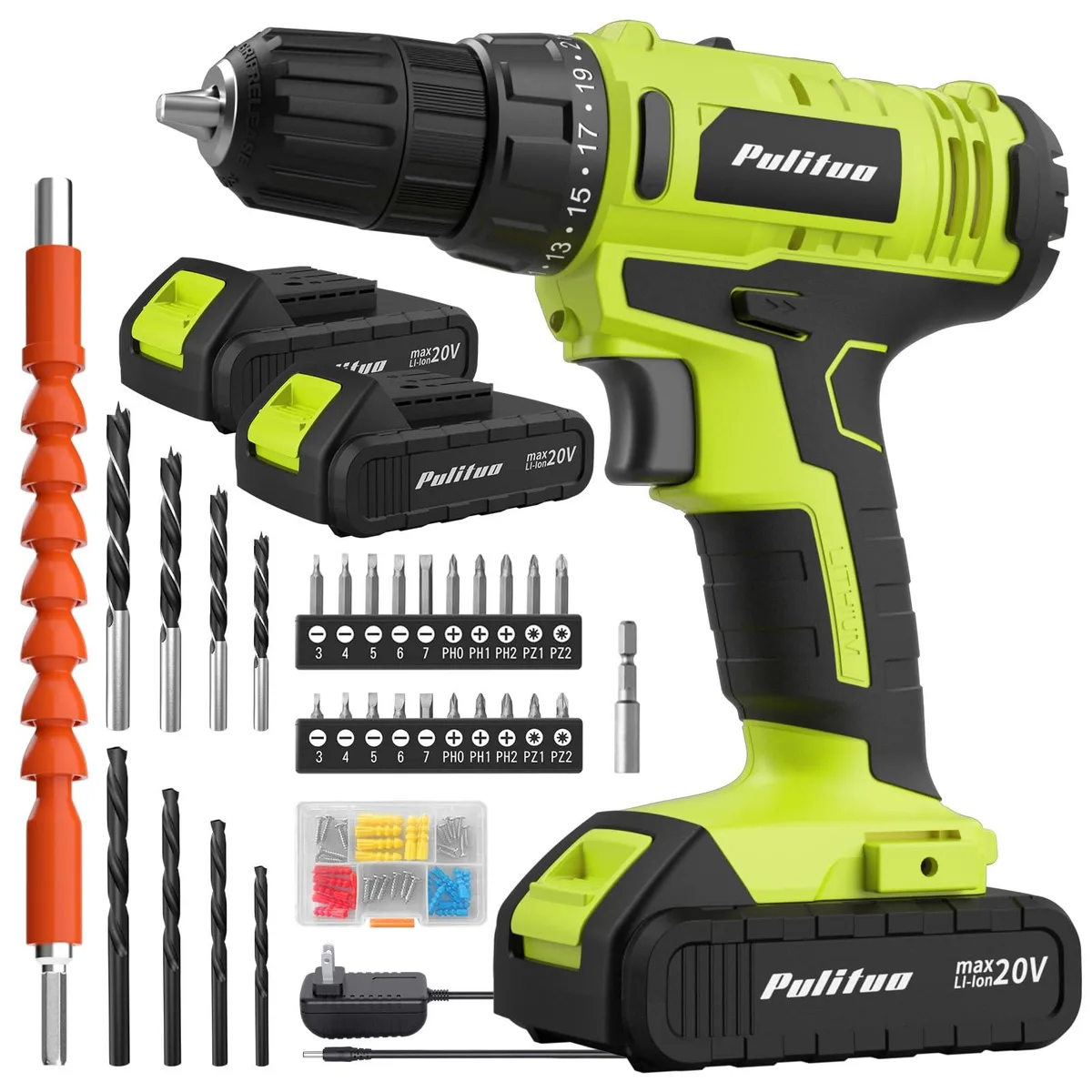 PULITUO DC7720S 20V lithium-ion battery 2-pack — product photo