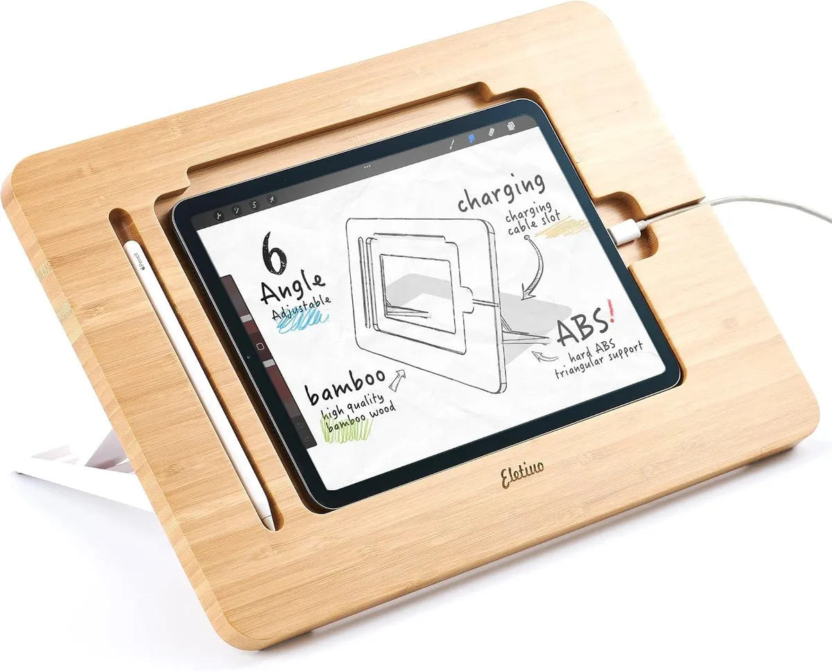 MCHOSE MCHOSE Adjustable Bamboo Tablet Stand 15.6×10.8×1.4 in — product photo
