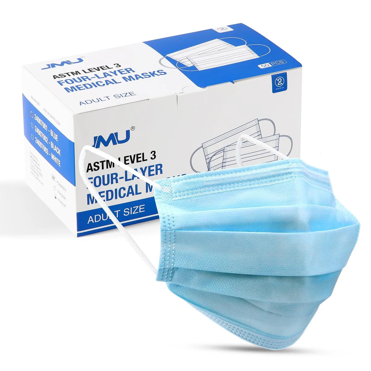 JMU ASTM Level 3 4-Ply Face Mask 50 Pack Blue — product photo