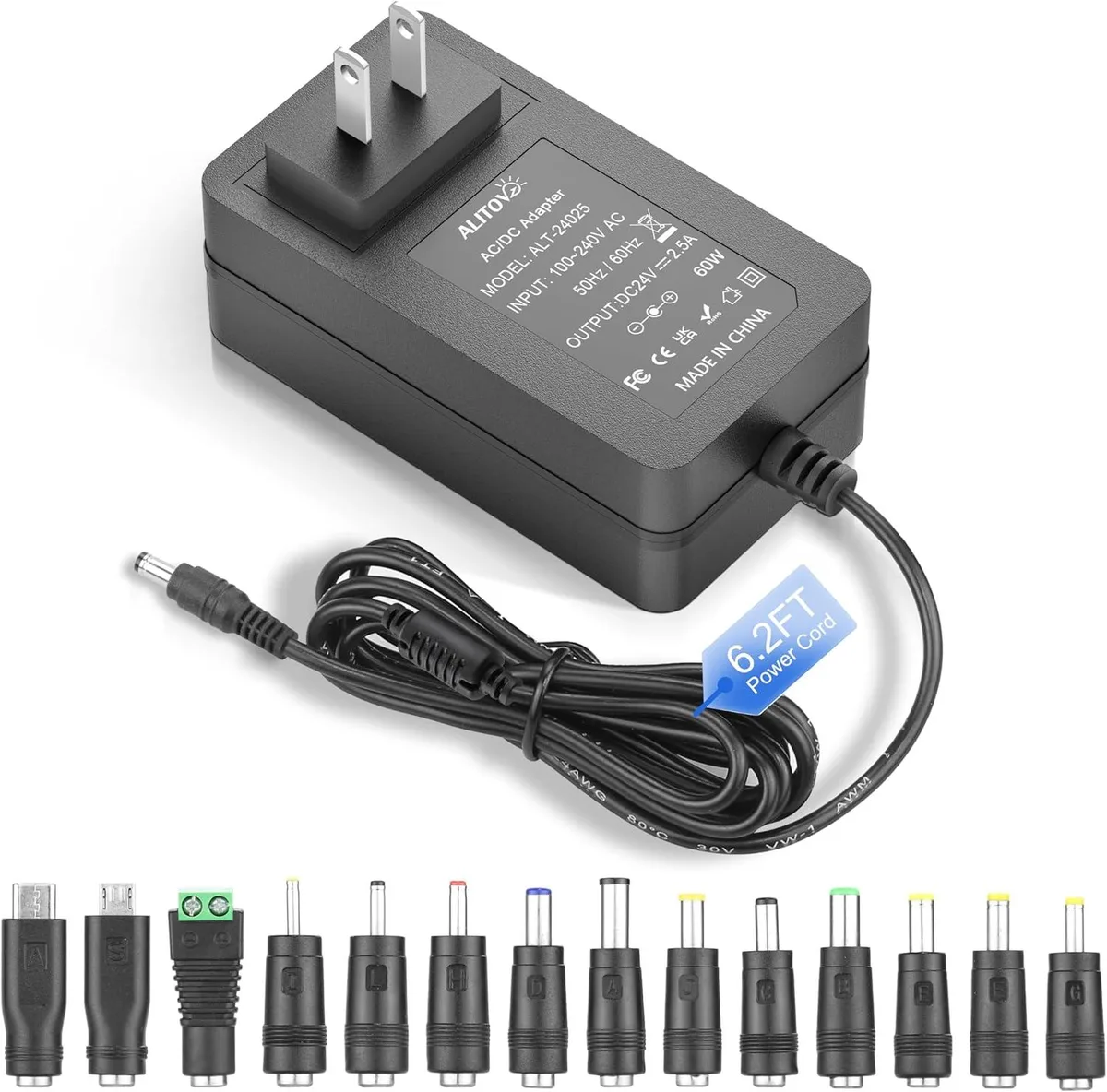 BFKK BFKK 24V 2.5A 60W Power Adapter with 14 Tips — product photo