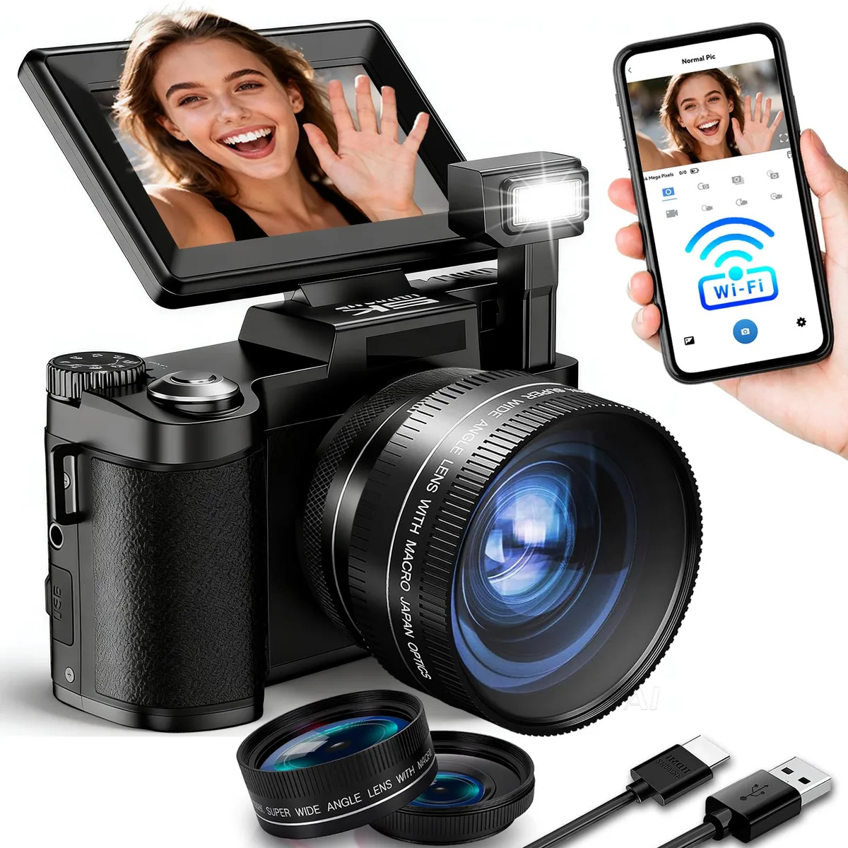 novzzovaz novzzovaz 5K 64MP Point &amp; Shoot Camera Black — product photo