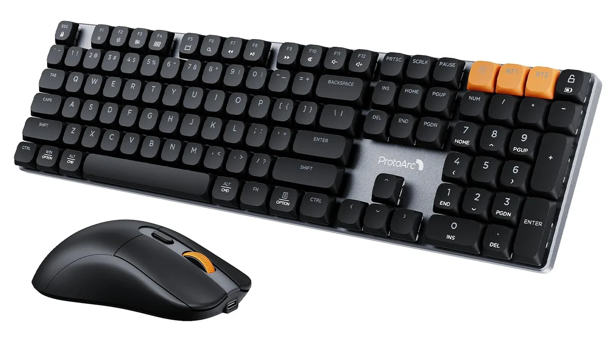  ProtoArc KM310 Mechanical Keyboard &amp; Mouse Combo Space Gray 108-key 63g Mouse 2.4G Bluetooth — product photo