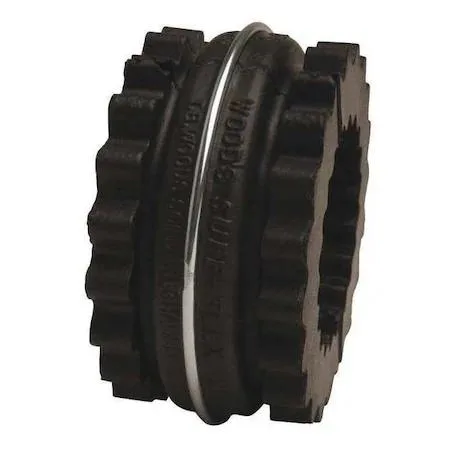Black EPDM rubber sleeve coupling insert with two-piece design and retaining ring, 6 inch outside diameter