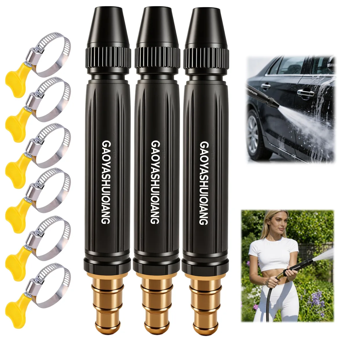  Generic 3-Piece High Pressure Washer Kit with Booster Nozzle (Pagoda-shaped) — product photo