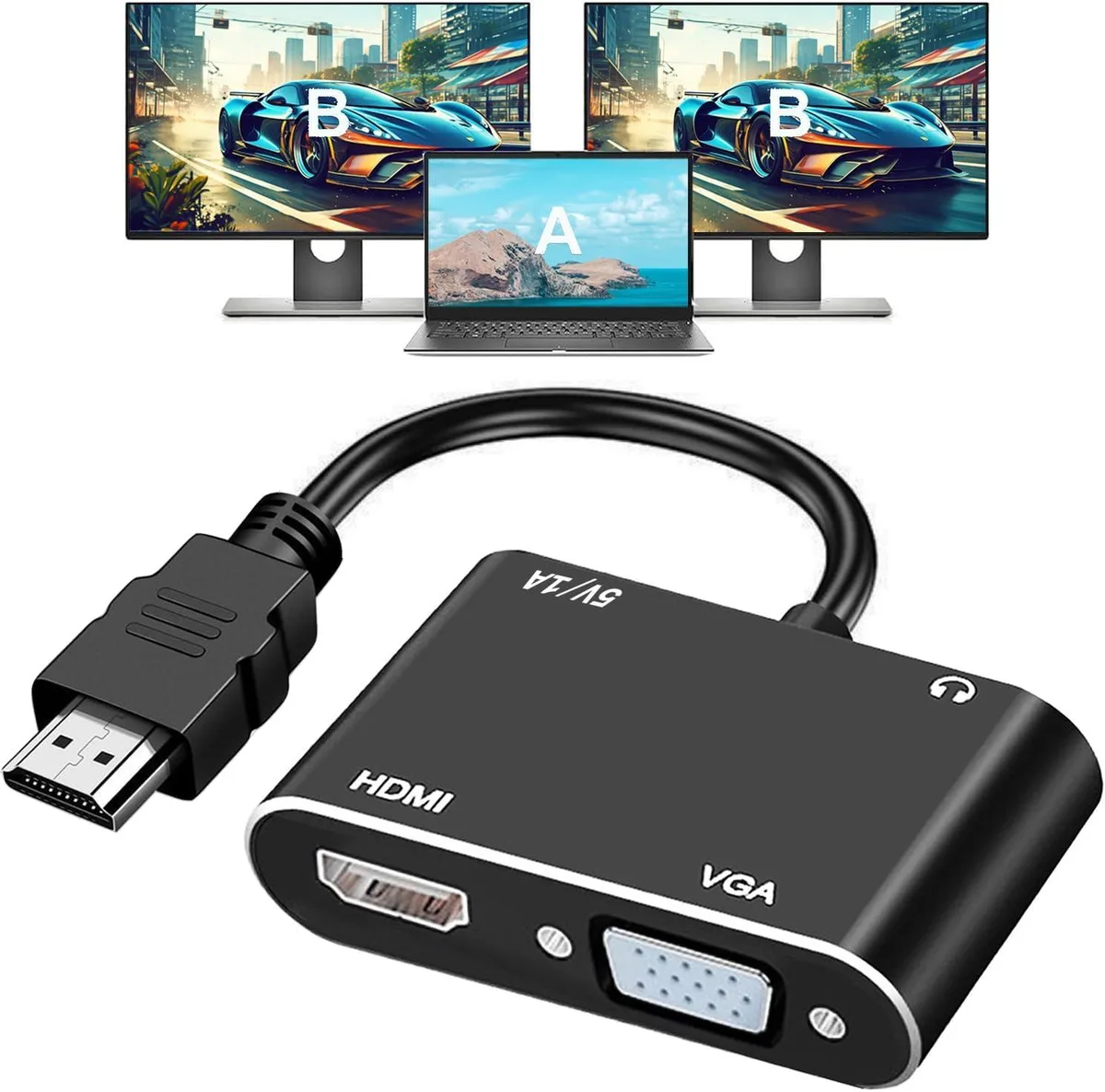 FLEANE FLEANE HDMI to VGA+HDMI Adapter audio adapter — product photo