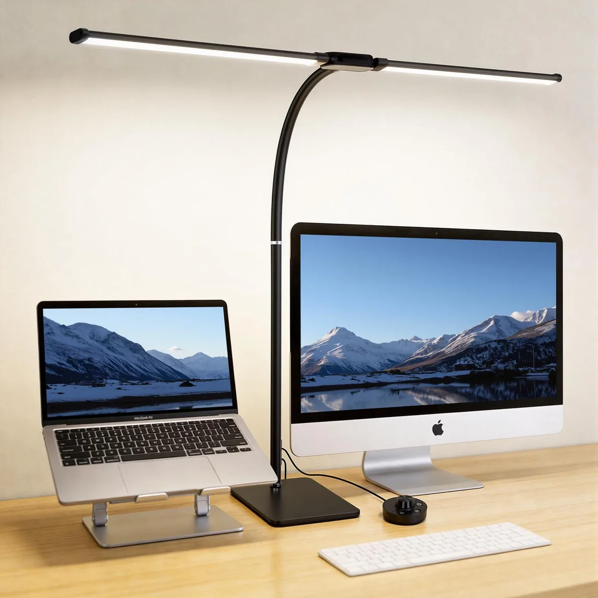  Uchoiceme Double Head LED Desk Lamp with Base 29.5 Inch Black — product photo