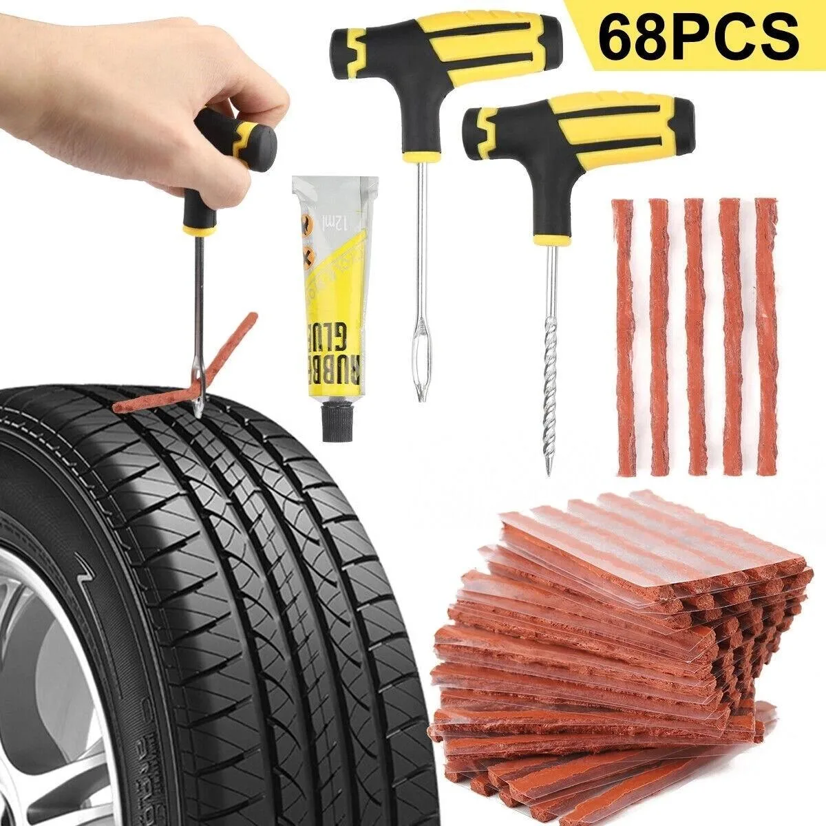 RAYBESTOS UNBRANDED RAYBESTOS UNBRANDED 68pc Tire Repair Kit Brown Yellow Black — product photo