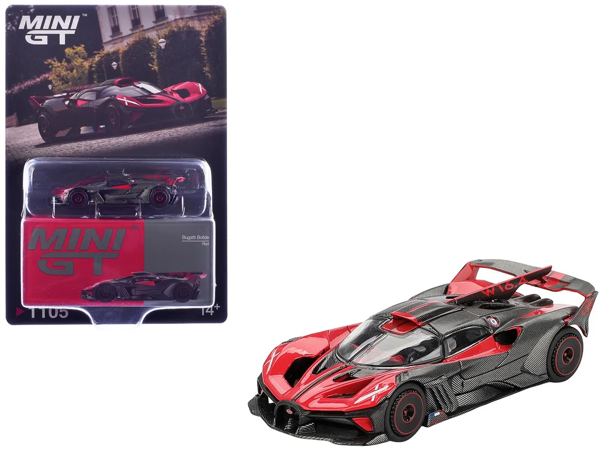 Mini GT Mini GT Bugatti Bolide Red Carbon Fiber Limited Edition 1/64 Diecast Car — product photo