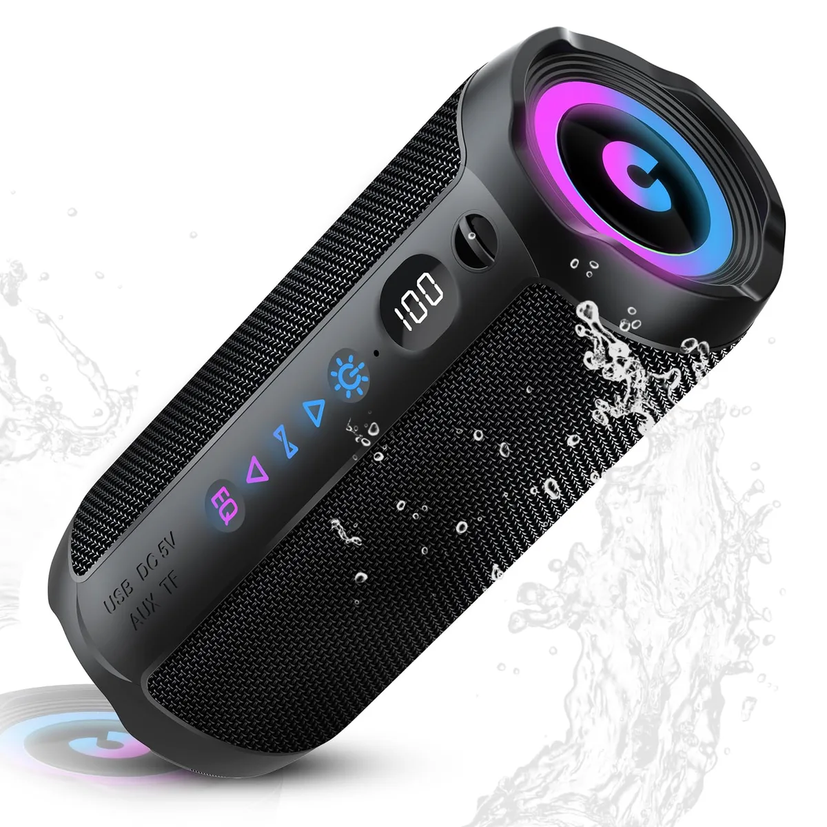  coioc S18 portable Bluetooth speaker 30W 25H IPX7 55mm drivers RGB — product photo