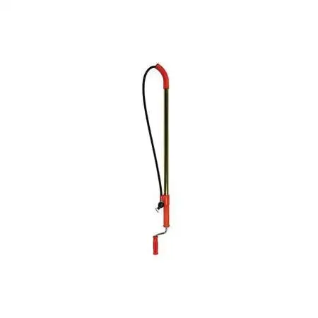 Six-foot transparent closet auger with telescoping brass-finish steel tube and Flexicore cable